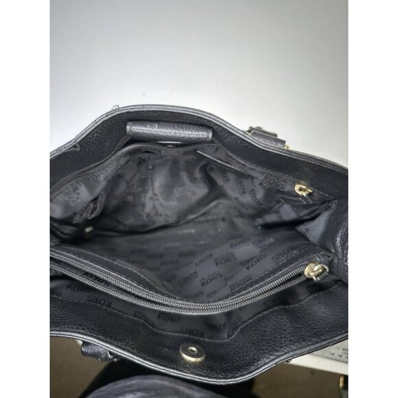 Michael Kors Hamilton Bag Black Leather Crossbody Gold Chain Large Size - Picture 8 of 12